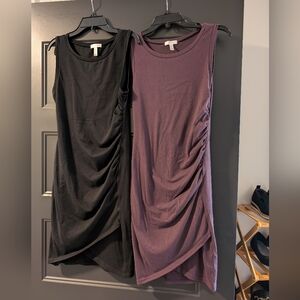 Sleeveless Ruched Leith Side Bodycon Dress - Black & Plum (Combo Sale)